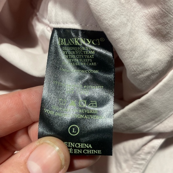 Blank NYC Light Pink Mastermind Utility Roll Hem Button Down Romper NWT Size L - Picture 13 of 16